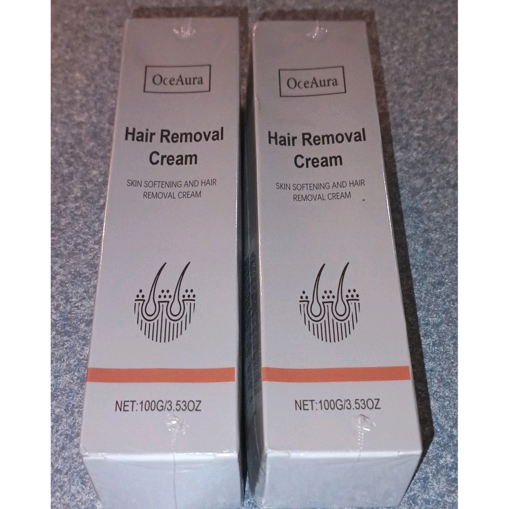 2 x 3.53oz OceAura Hair Removal Cream Unscented Gentle Body Depilatory NEW Lot